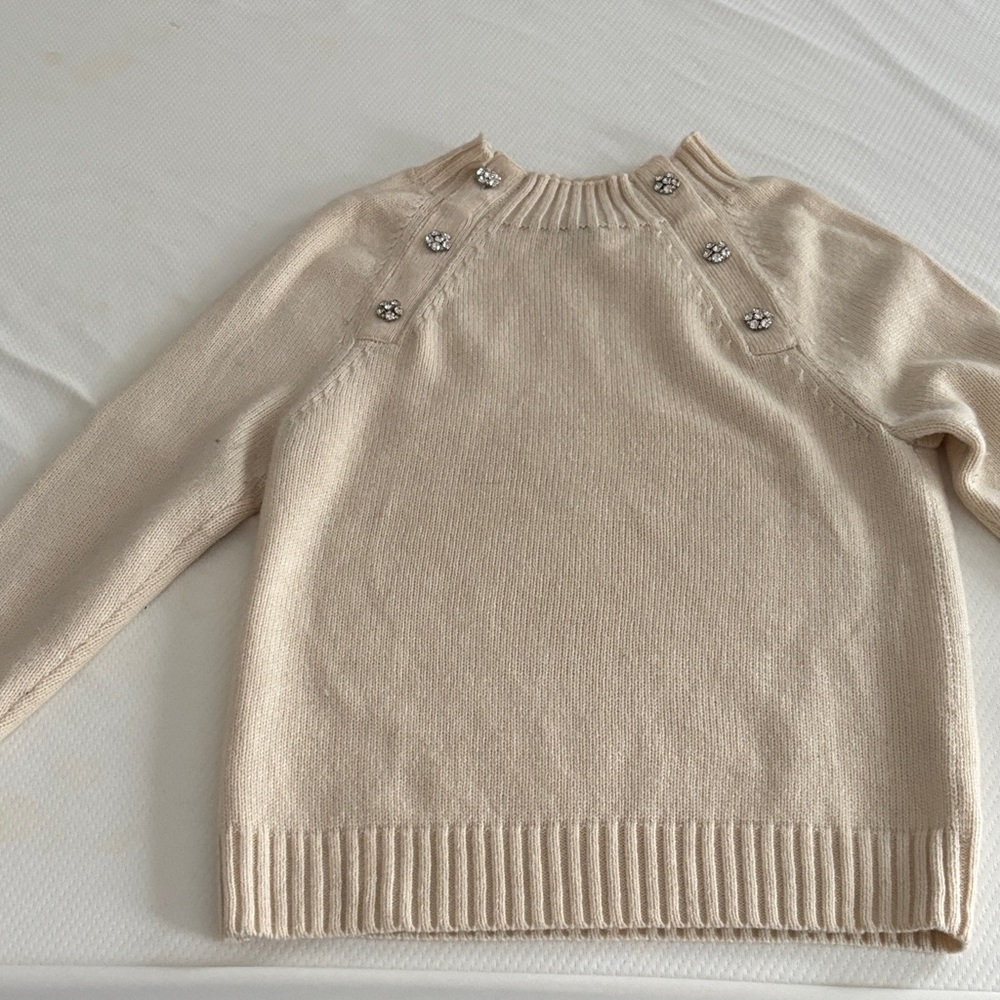 J. Crew Cream Sweater with Button Details